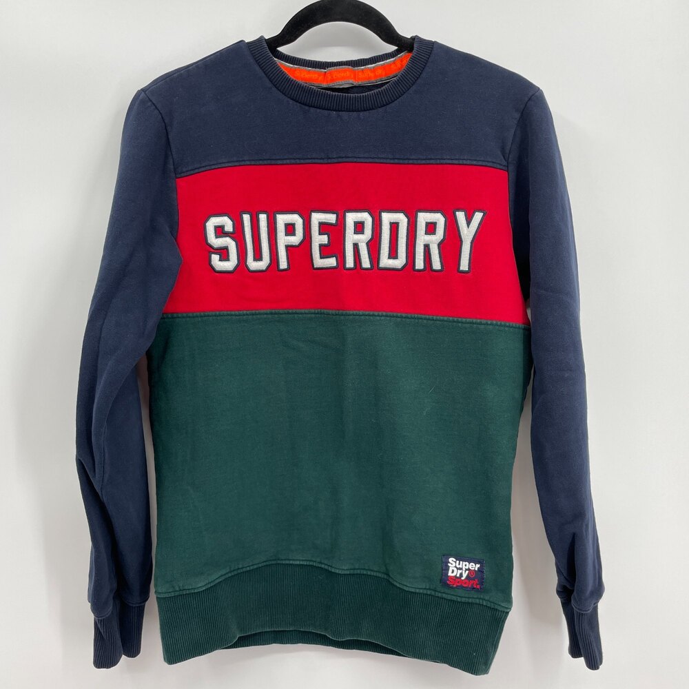 SUPERDRY Embroidered Color Block Crewneck Sweater Size S